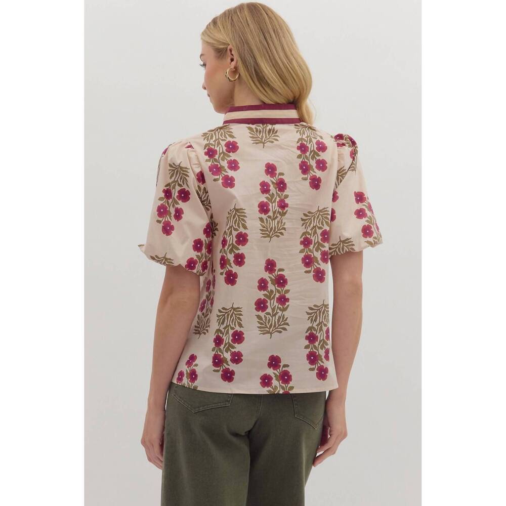 NEW ENTRO the falling for florals top in beige - Picture 3 of 4
